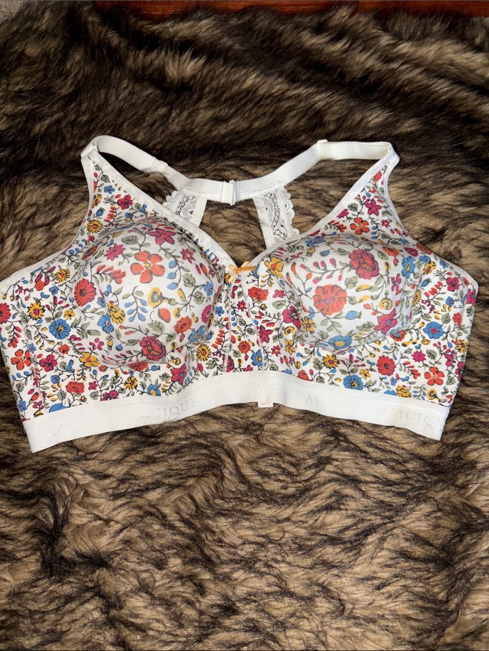 Cacique Cotton Collection No Wire Full Coverage Floral Bra 44DDD